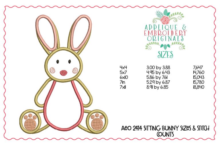 2414 Sitting Bunny Applique Design - Image 2