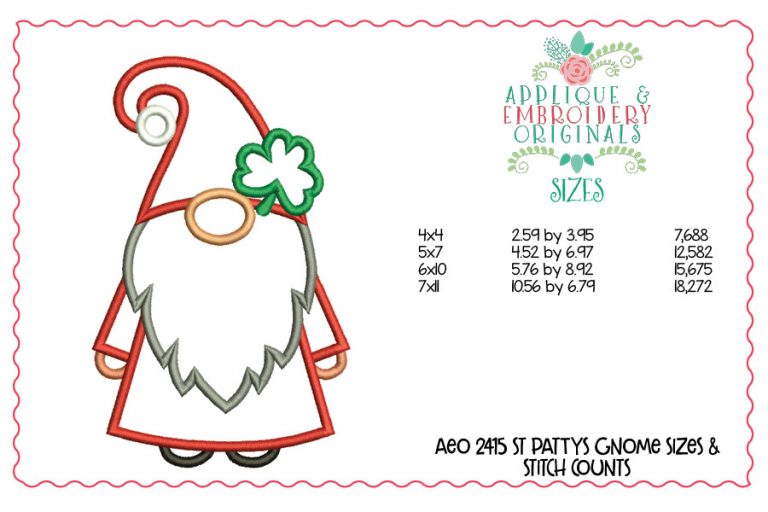 2415 St Pattys Gnome All-in-one Applique Design - Image 3