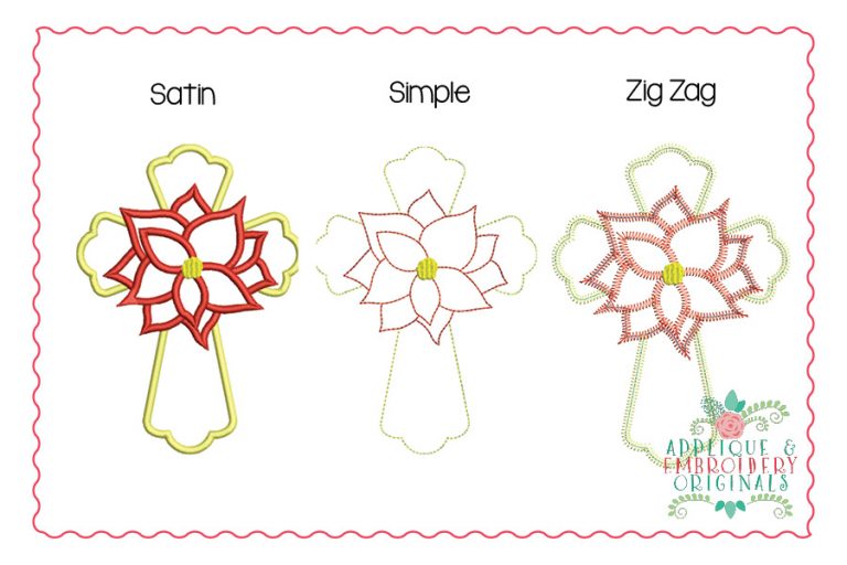 2869 Cross Poinsettia All-In-One Applique Design - Image 3