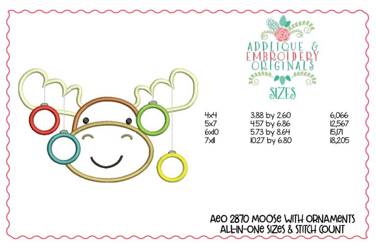 2870 Moose with Ornaments All-In-One Applique Design - Image 3