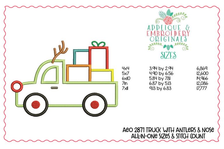 2871 Truck with Antlers All-In-One Applique Design - Image 4