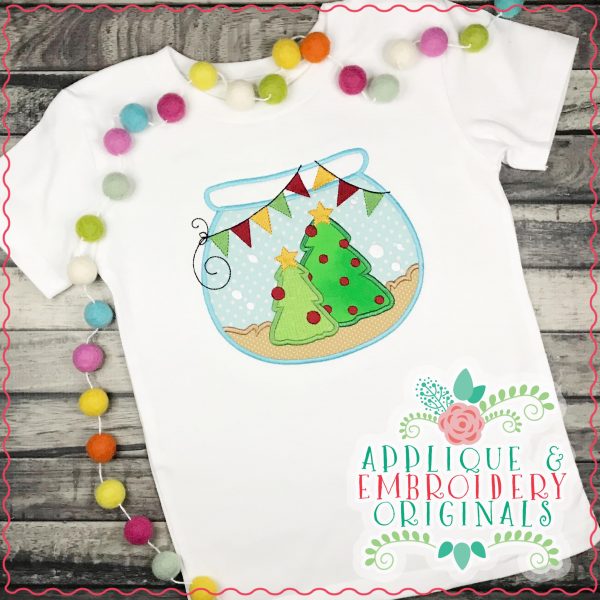 2874 Fishbowl with Christmas Tree Applique Design - Image 2