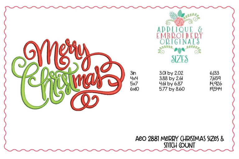 2881 Merry CHRISTmas Embroidery Design - Image 4