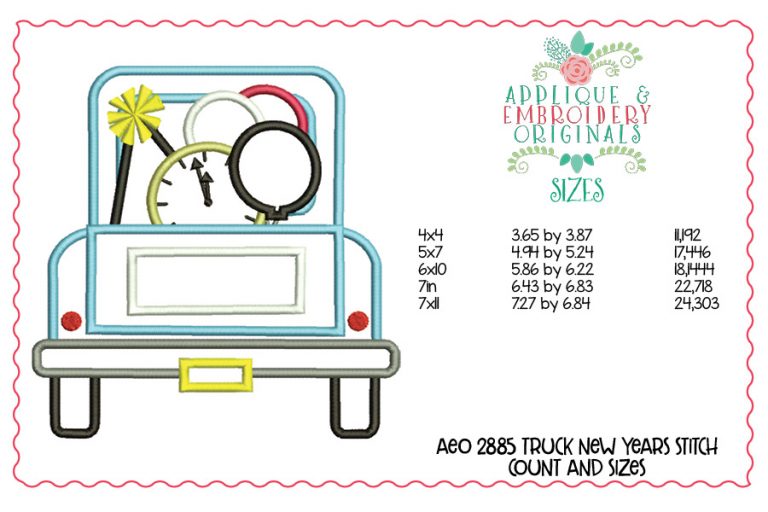 2885 Truck New Years Applique Design - Image 2