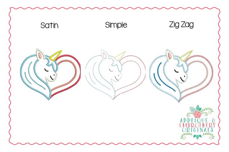 2303 Unicorn Heart All-in-one Applique Design - Image 2