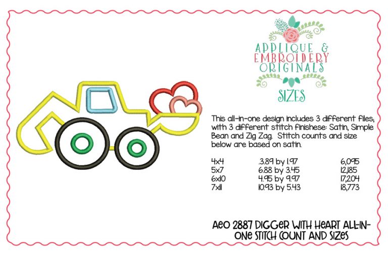 2887 Digger with Hearts All-In-One Applique Design - Image 6