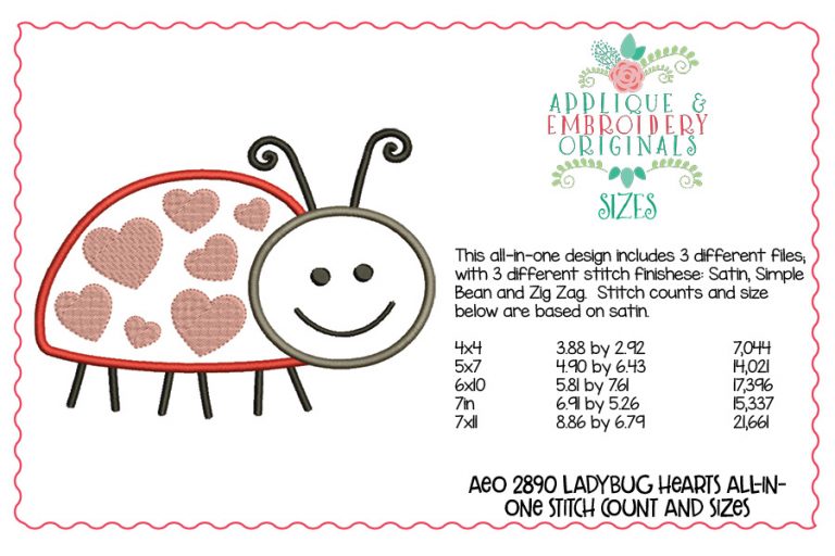 2890 Ladybug Hearts All-In-One Applique Design - Image 5