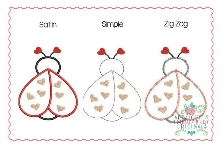 2891 Ladybug Valentine All-In-One Applique Design - Image 2