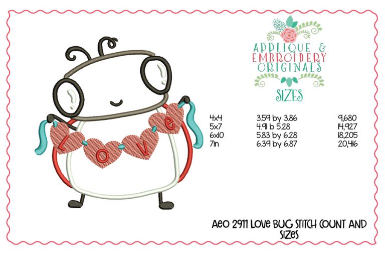 2914 Valentine's Animals 2021 Applique Design Set - Image 4