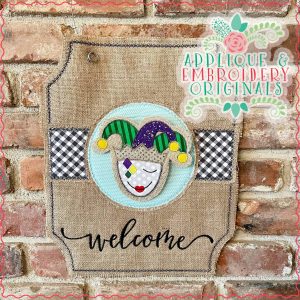 2925 Mardi Gras Jester Mask Welcome Interchangeable Tab Design