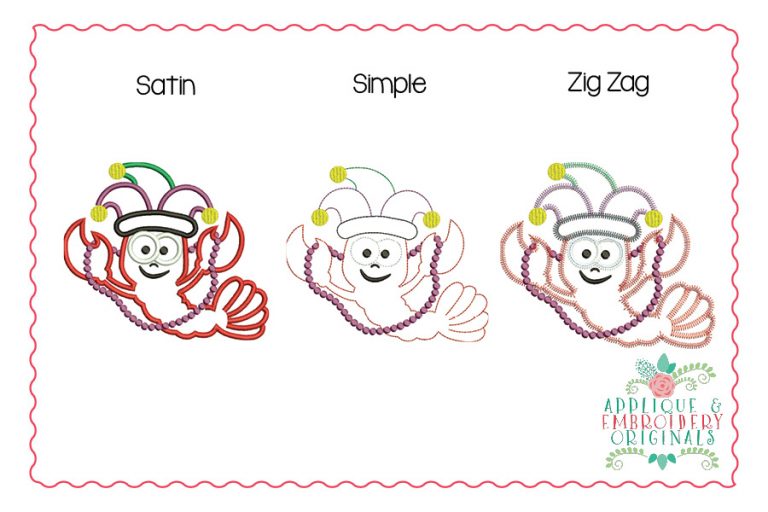 2939 Mardi Gras Crawfish Applique Design - Image 2