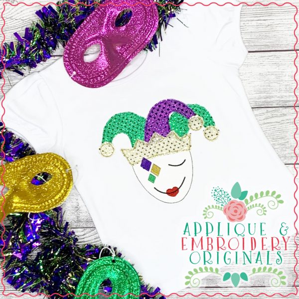 2940 Mardi Gras Jester Mask Applique Design - Image 3