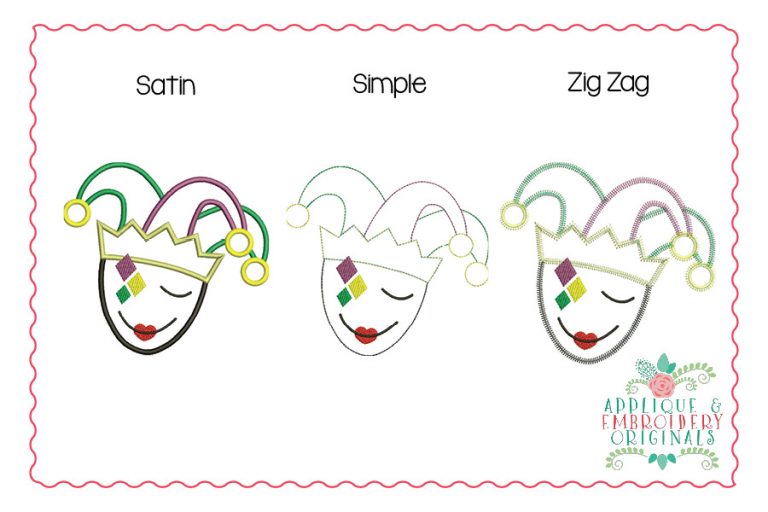 2940 Mardi Gras Jester Mask Applique Design - Image 2
