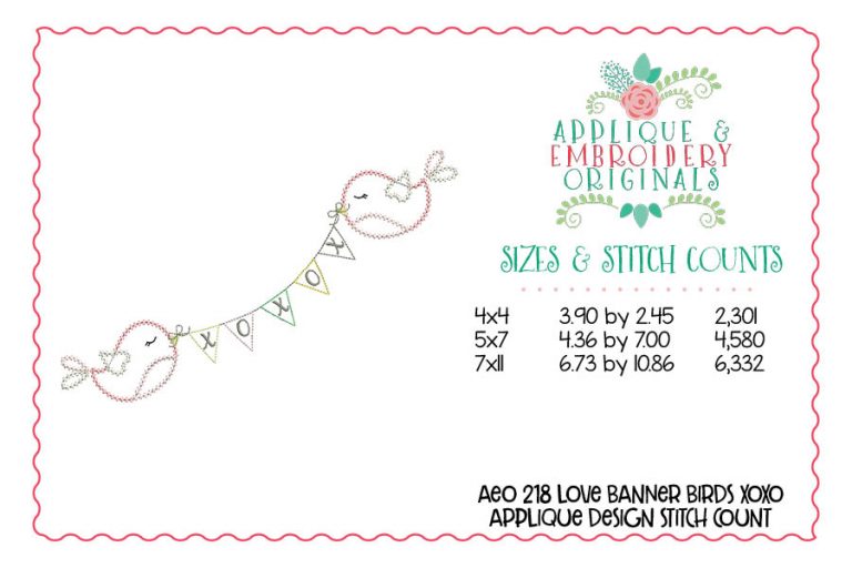 218 Love Banner Birds Applique Design - Image 2