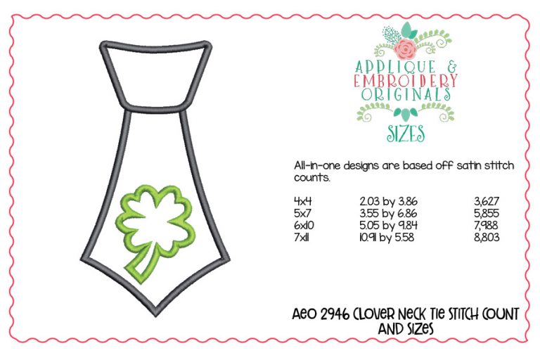 2946 Clover Neck Tie All-In-One Applique Design - Image 3