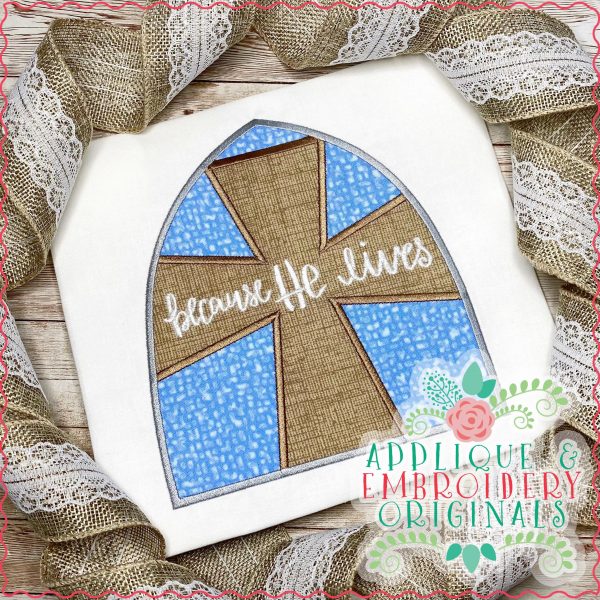2950 Cross Stained Glass Window All-In-One Applique Design - Image 4