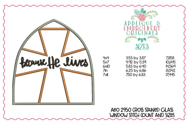 2950 Cross Stained Glass Window All-In-One Applique Design - Image 6
