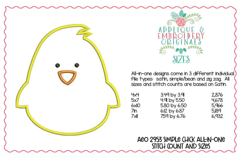 2953 Chick Boy All-In-One Applique Design - Image 2