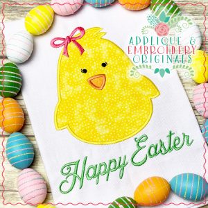 2955 Chick with Bow All-In-One Applique Design