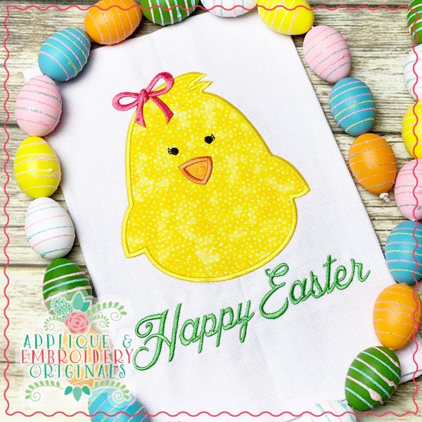 2955 Chick with Bow All-In-One Applique Design - Image 2