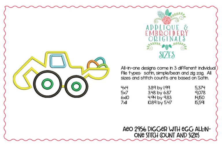 2956 Digger with Easter Egg All-In-One Applique Design - Image 2