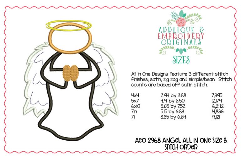2968 Angel All-In-One Applique Design - Image 2