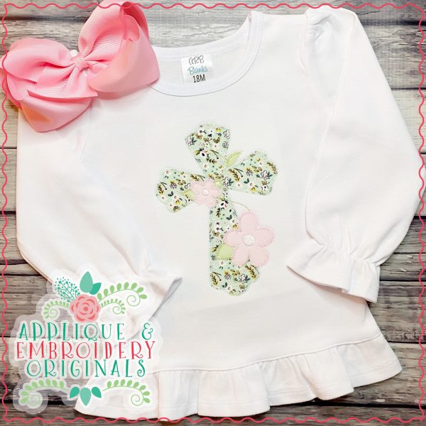2971 Cross with Flowers All-In-One Applique Design - Image 2
