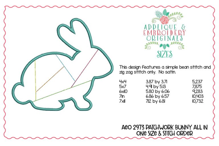 2973 Patchwork Bunny All-In-One Applique Design - Image 2