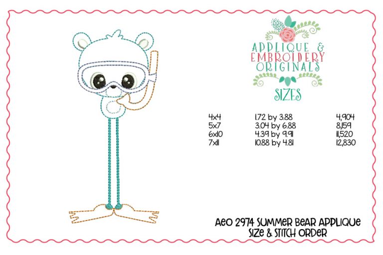 2980 Summer Animals Long Leg Applique Design Set - Image 13