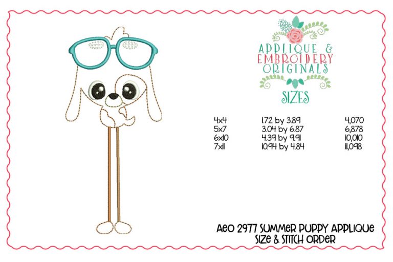 2977 Summer Puppy Long Leg Applique Design - Image 2