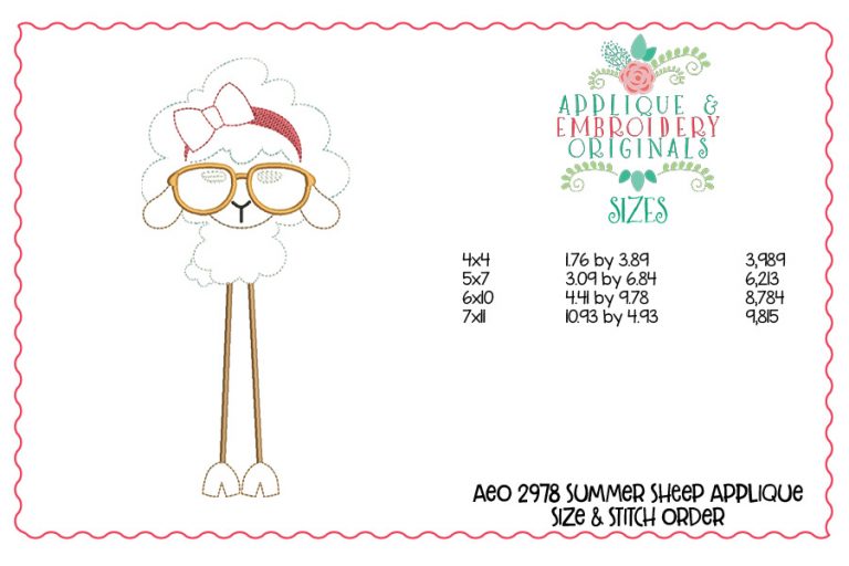 2978 Summer Sheep Long Leg Applique Design - Image 2