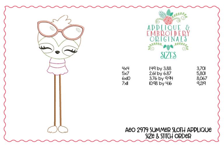 2980 Summer Animals Long Leg Applique Design Set - Image 3