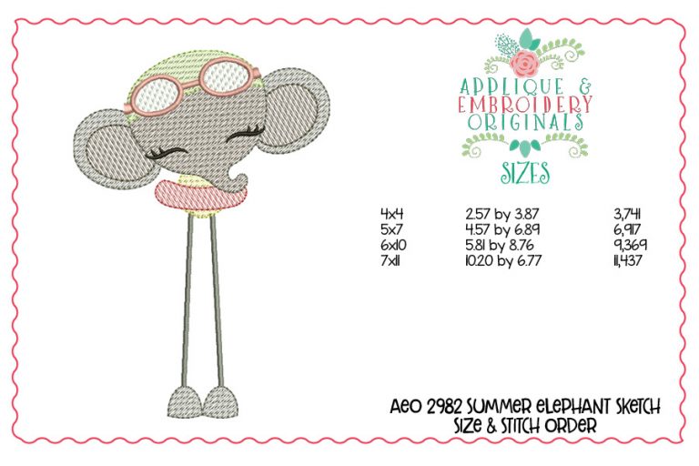 2982 Summer Elephant Long Leg Sketch Design - Image 2