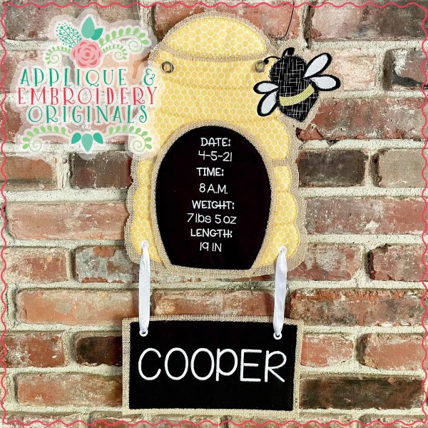 2987 Bee Hive Birth Announcement Door Hanger - Image 3