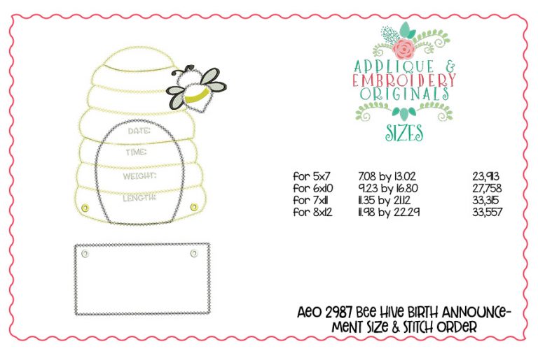 2987 Bee Hive Birth Announcement Door Hanger - Image 4