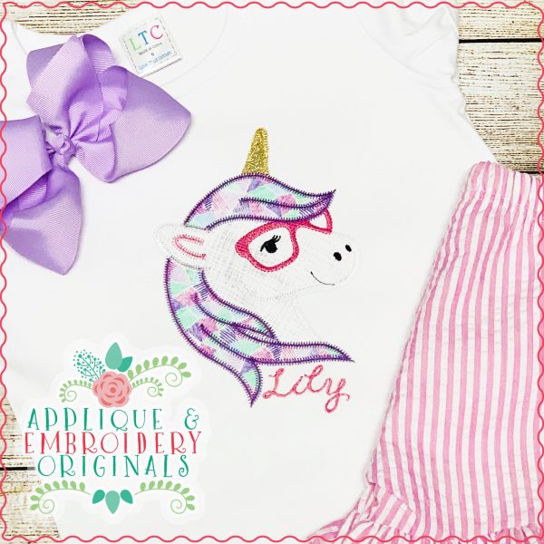 3022 Unicorn with Glasses All-In-One Applique Design - Image 2
