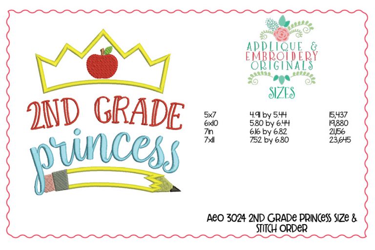 3028 Princess Crown Pencil Applique Design Set - Image 5