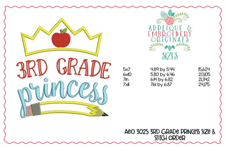 3028 Princess Crown Pencil Applique Design Set - Image 6