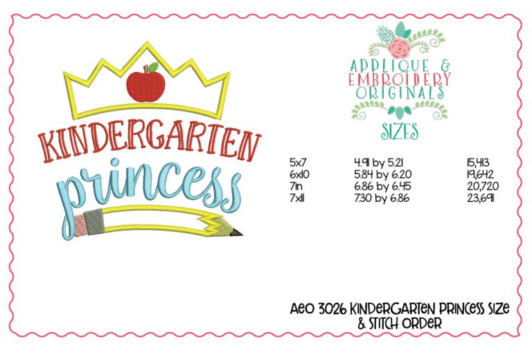 3026 Kindergarten Princess Applique Design - Image 2