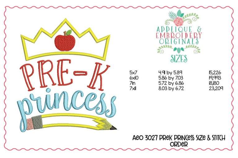 3027 PreK Princess Applique Design - Image 3