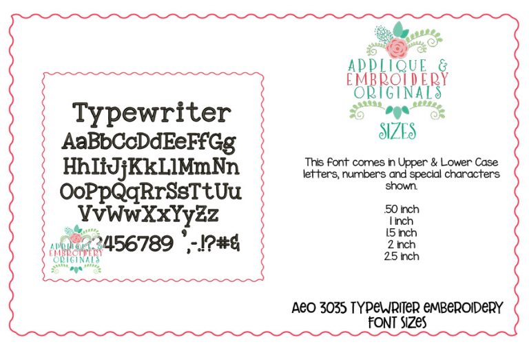 3035 Typewriter Embroidery Font - Image 3