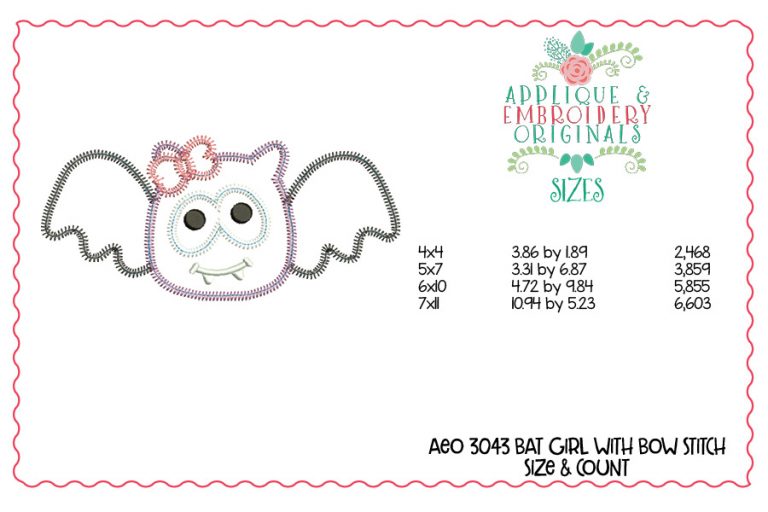 3043 Bat Girl Applique Design - Image 2