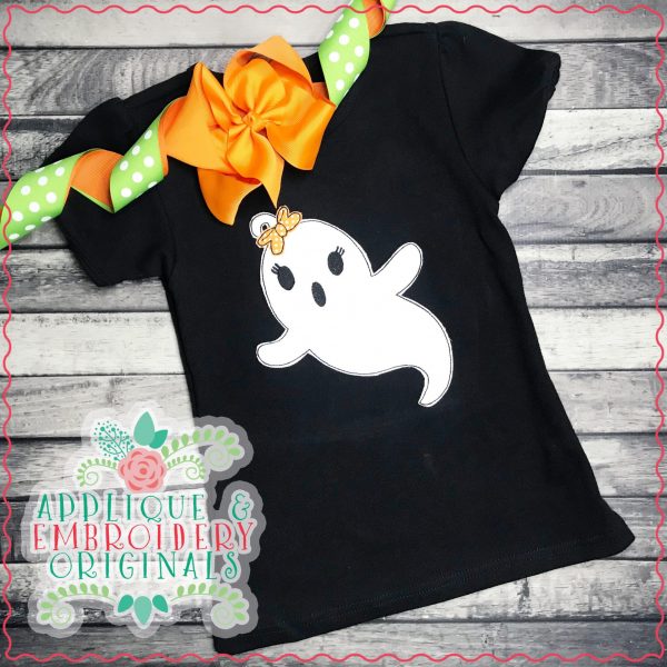 3045 Ghost Girl with Bow Applique Design - Image 2