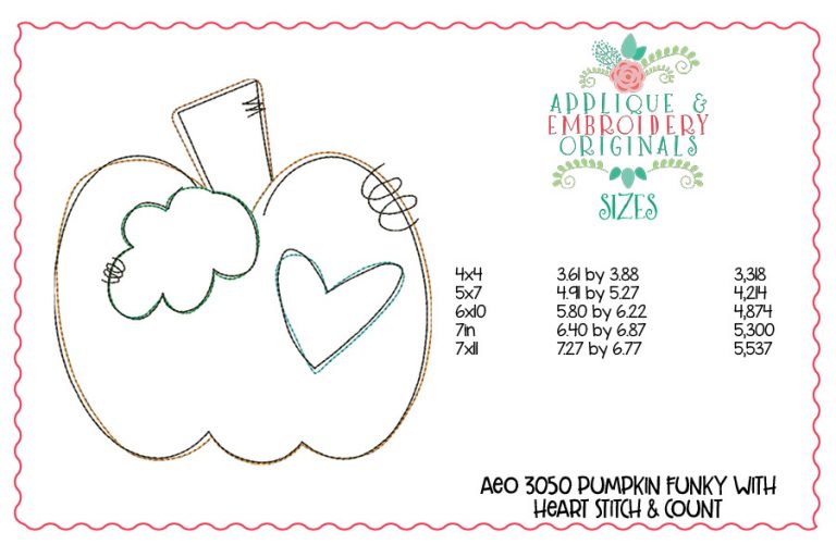 3050 Pumpkin Funky with Heart Applique Design - Image 2