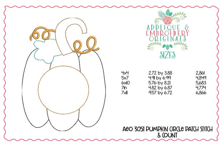 3051 Pumpkin Circle Patch Applique Design - Image 3