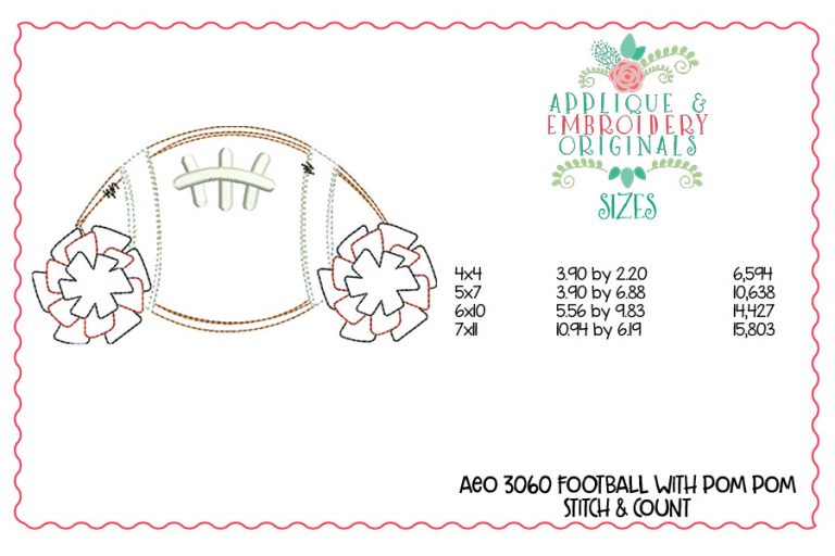 3060 Football with Pom Pom Applique Design - Image 3