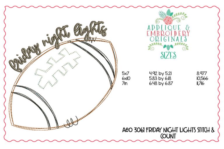 3061 Friday Night Lights Football Applique Design - Image 3