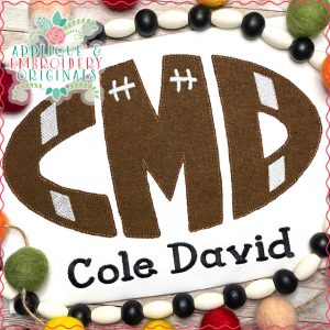 3077 Football with Optional Bow Applique Font
