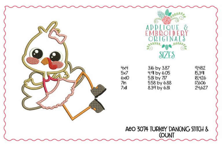 3074 Turkey Dancing Applique Design - Image 2