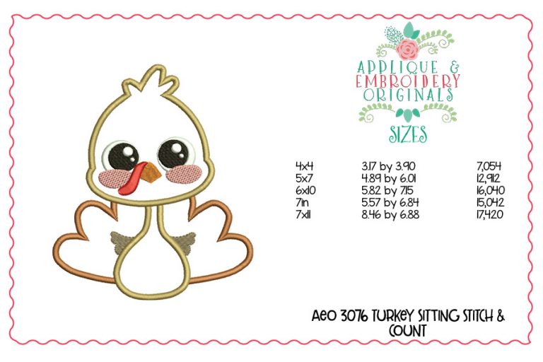 3076 Turkey Sitting Applique Design - Image 2